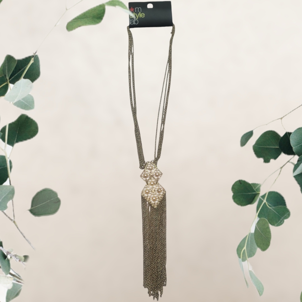 Macy's Pendant Necklace, Gold, Fringe.Brand new with tags.
